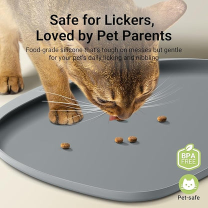 DownyPaws Cat Food Mats for Floors Waterproof, BPA Free Silicone Pet Feeding Mat - Image 2