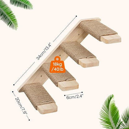 HOOBRO Cat Wall Shelves Set of 2, Wood Wall Mounted 4-Level Cat Wall Steps - Image 5