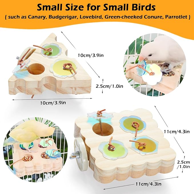 2Pcs Wooden Small Bird Foraging Toys, Interactive Parakeet Foraging Toys - Image 2