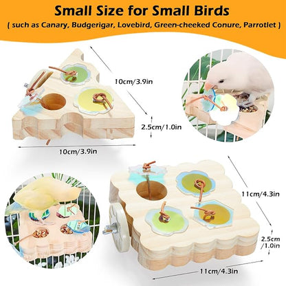 2Pcs Wooden Small Bird Foraging Toys, Interactive Parakeet Foraging Toys - Image 2