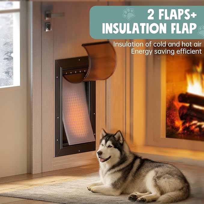 Extra Large Dog Door for Door All Aluminum 3 Flaps Black, Heavy Duty XL Dog - Image 4
