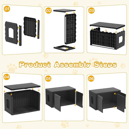 Cat Litter Box Enclosure, Indoor Outdoor Cat House Weatherproof, Side Table - Image 6