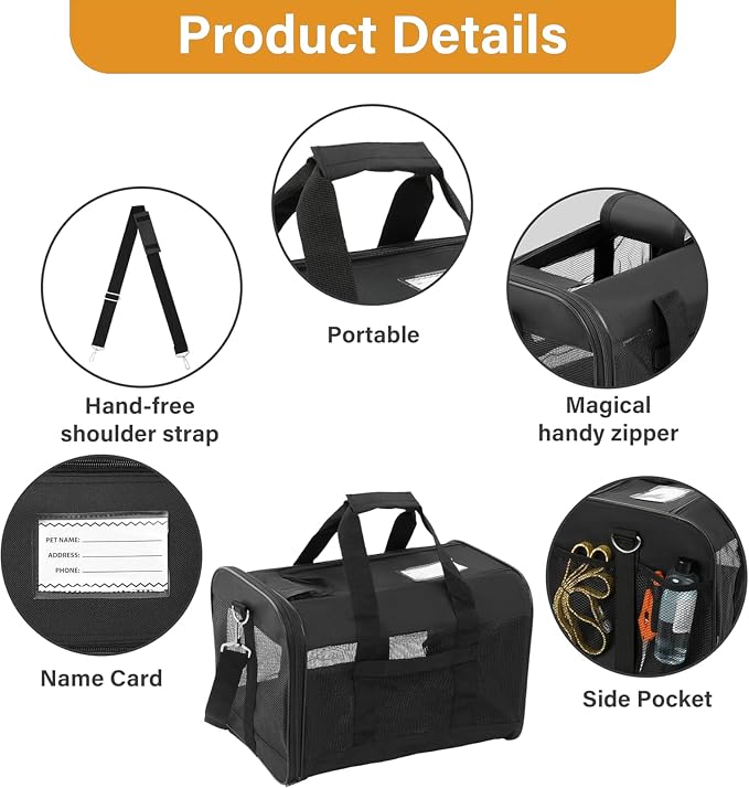 Simple Deluxe Airline-Approved Cat Carrier, Soft-Sided Pet Carrier - Image 7