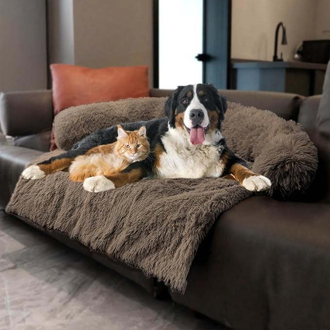Calming Dogs/Cats Bed Mats, Dog Pad Washable Removable Couch Cover, Plush Long by Tinaco