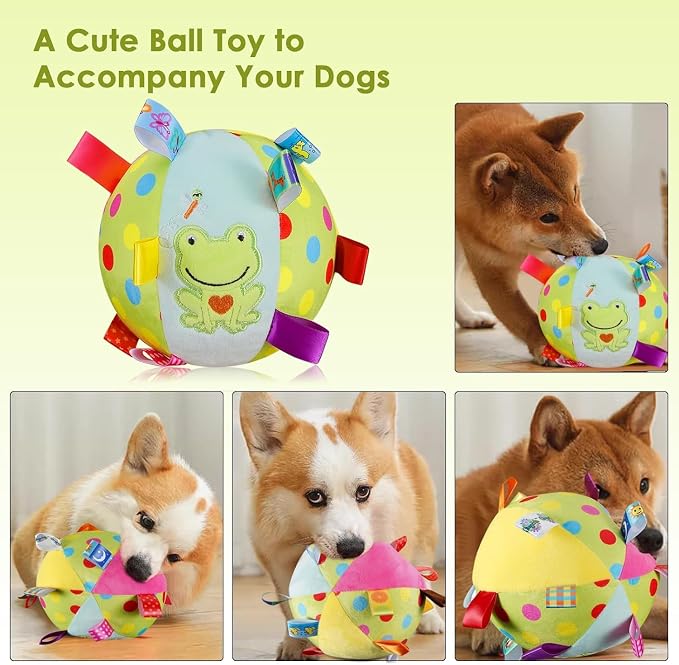 Dog Squeaky Plush Toy with Straps, 6-Inch Soft Stuffed Ball with Cotton - Image 7