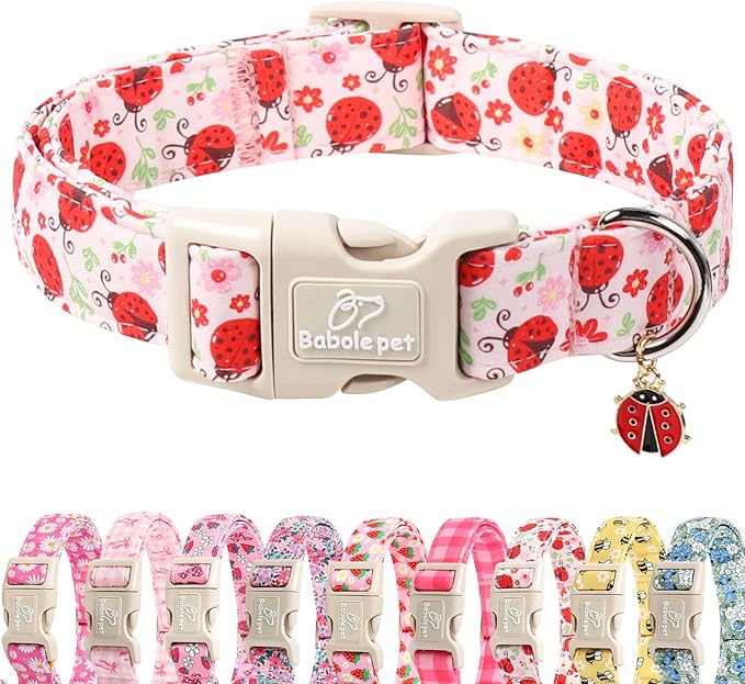 Lucky Ladybug Dog Collar for Medium Dogs by Babolepet