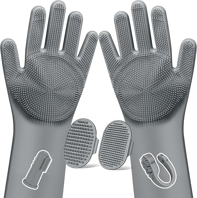 6PCS Pet Grooming Kit for Dogs, Cats and Horses | Dog Washing Gloves | Dog Bath by Augwind