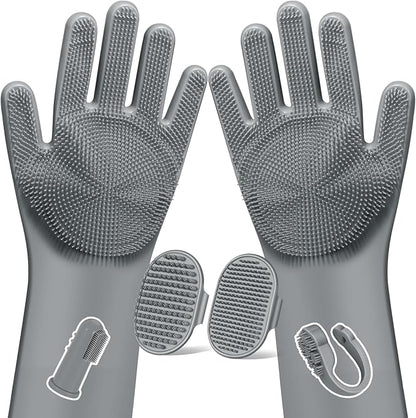 6PCS Pet Grooming Kit for Dogs, Cats and Horses | Dog Washing Gloves | Dog Bath by Augwind