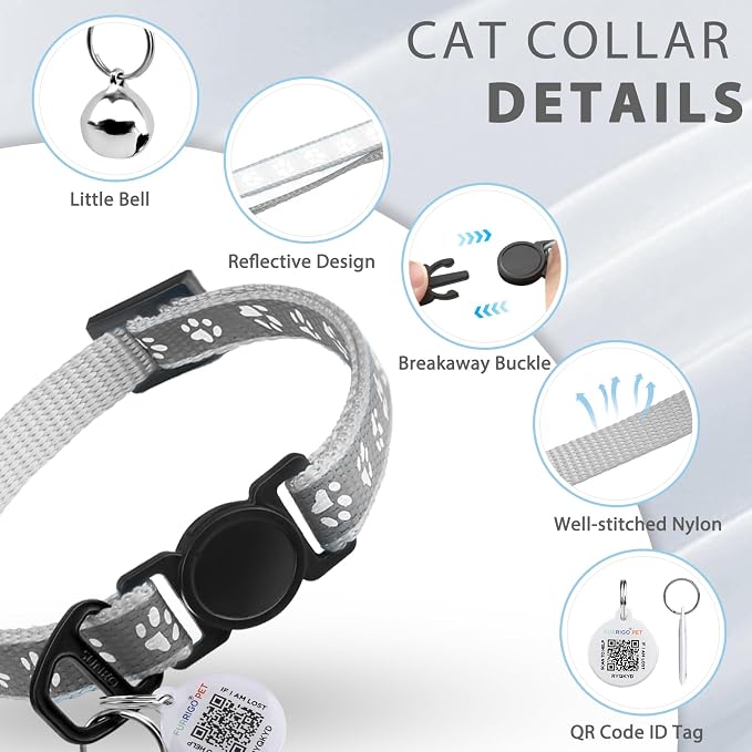 Cat Collar Breakaway with QR Code Name Tag, Reflective Kitten Collars with Bell - Image 7