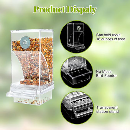 Rypet No Mess Bird Water Feeder Dispenser Set Automatic Bird Feeder Transparent - Image 6