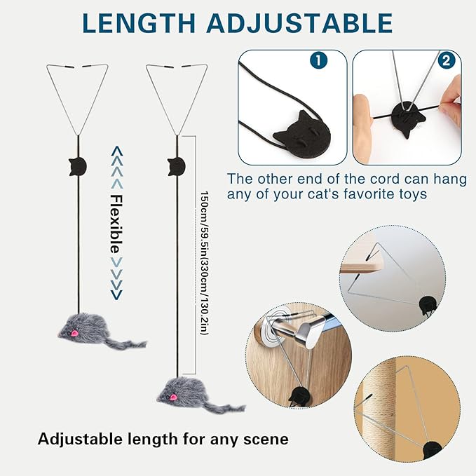 Kalimdor Interactive Cat Feather Toys, Retractable Teaser Toy ，Hanging - Image 6
