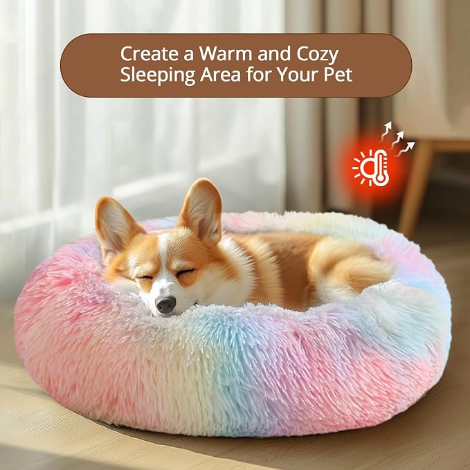 JOLLYVOGUE Calming Dog Bed Medium Size Dog, Anti-Anxiety Donut Medium Pet Bed - Image 4