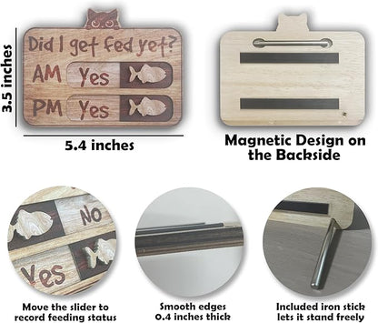 Cat Feeding Tracker-AM PM 2-Meal Wooden Fridge Magnets - Image 2