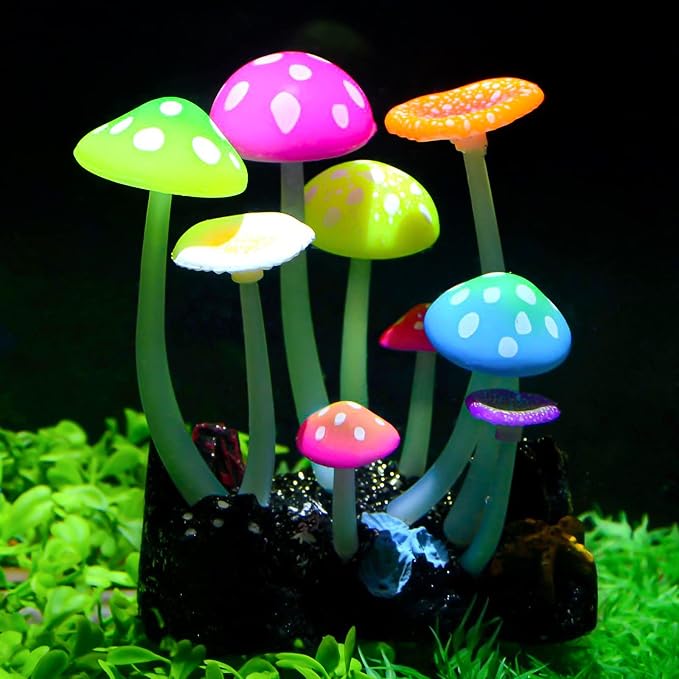 Uniclife Glowing Effect Artificial Mushroom Aquarium Plant Decor Ornament by UnicLife