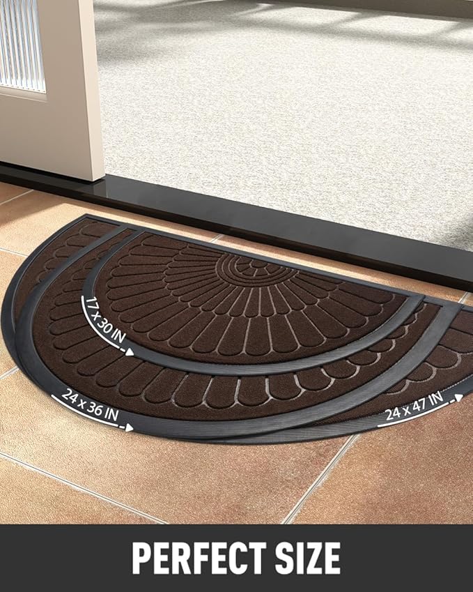 tchdio Door Mat Outdoor Indoor Entrance Doormat-Semicircular Durable Rubber Non - Image 6