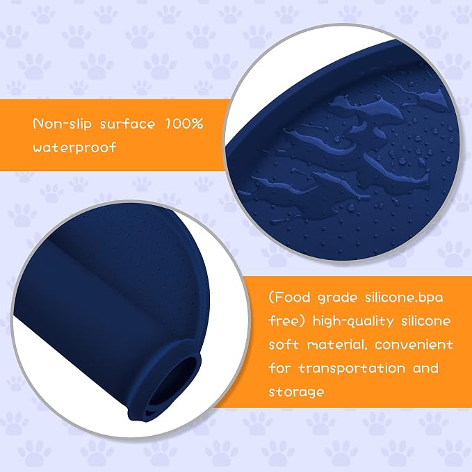 100% Waterproof 0.5" Raised Edge BPA Free Silicone Dog Food Mat, Pet Cat - Image 3