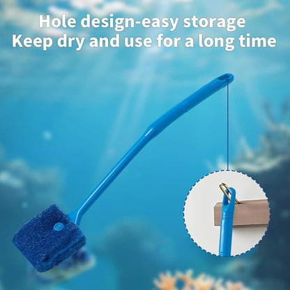SLSON Aquarium Algae Scraper Double Sided Sponge Brush Cleaner Long Handle Fish - Image 6