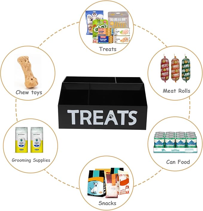 Dog Treat Organizer, 4 Compartments Dog Treat Station, Trapezoid Dog Treat - Image 3