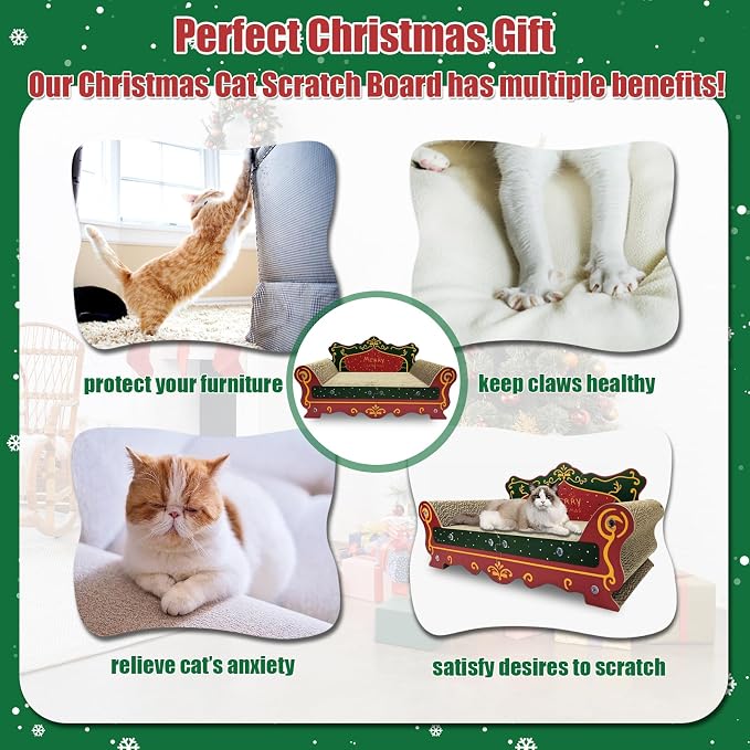 Luxury Cardboard Cat Scratcher Sofa Bed, Couch Shaped Scratching Board - Image 4