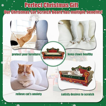 Luxury Cardboard Cat Scratcher Sofa Bed, Couch Shaped Scratching Board - Image 4