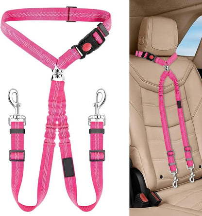 Dog Seat Belt for Car, Dual Pet Vehicle Headrest Restraint Safety Seatbelt by Unknown