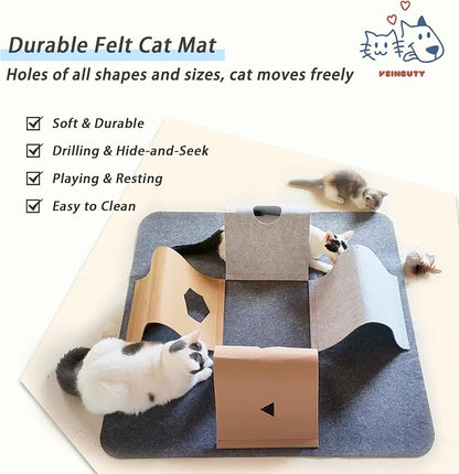 Cat Toys Tunnel for Indoor Cats, 4-Way Felt Cat Tunnel Play Mat - Image 3