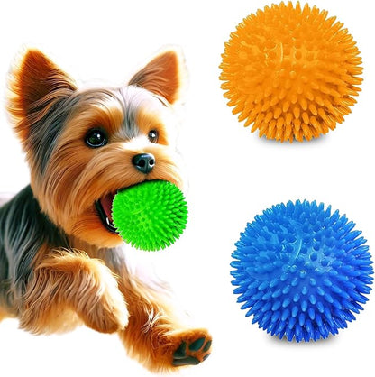 Meric CoCoo 3-Pack Squeaky Dog & Ferret Ball Toys, Massage Teeth and Gums - Image 2