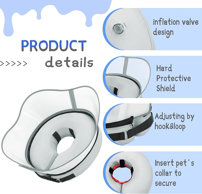 Supet Raised Inflatable Dog Cone Collar to Stop Licking, Soft Dog Cone - Image 7