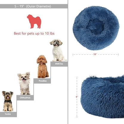 Calming Donut Dogs Beds for Small Dogs Washable, 19inch Fluffy Round Puppy Bed - Image 2