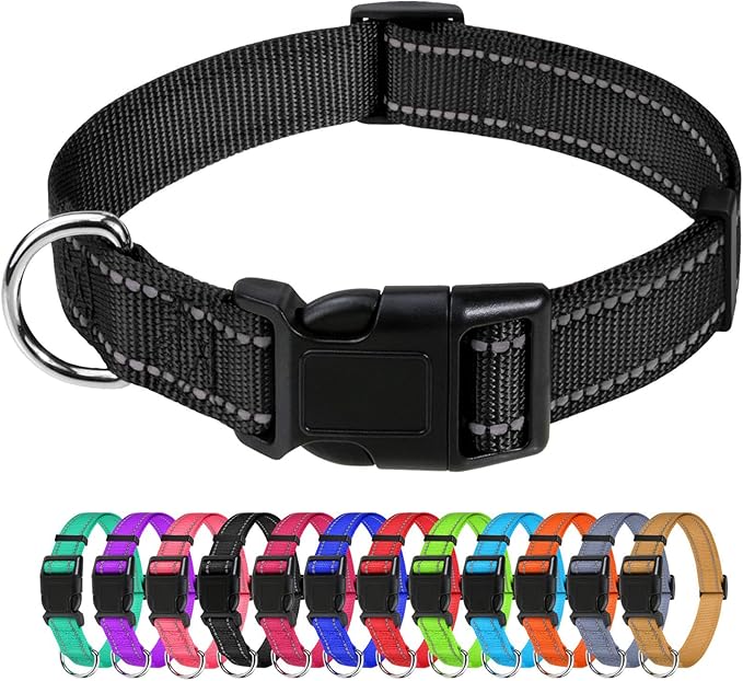 TagME Reflective Nylon Dog Collars, Adjustable Classic Pet Collar by TagME