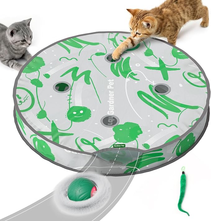 Gardner Pet Interactive Cat Toys Ball, Self Moving Ball in 4 Holes Play Mat by GardnerPet