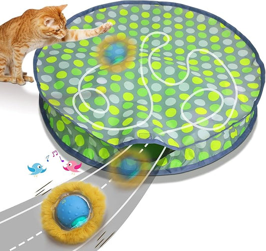 Interactive Cat Toys Ball Fast Rolling in Pouch, Motion Activate Chirping Cat by Giociv