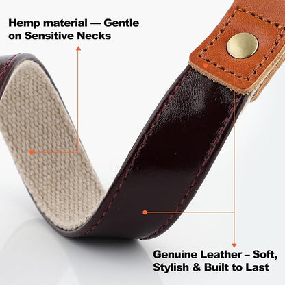 Plutus Pet Genuine Leather & Hemp Dog Collar – Adjustable Heavy Duty Pet Collar - Image 2