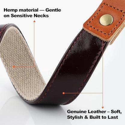 Plutus Pet Genuine Leather & Hemp Dog Collar – Adjustable Heavy Duty Pet Collar - Image 2