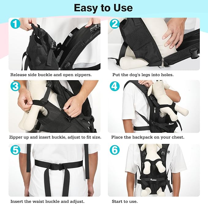 Pawaboo Pet Dog Front Carrier Backpacks, Legs Out Pet Carrier Backpack - Image 3