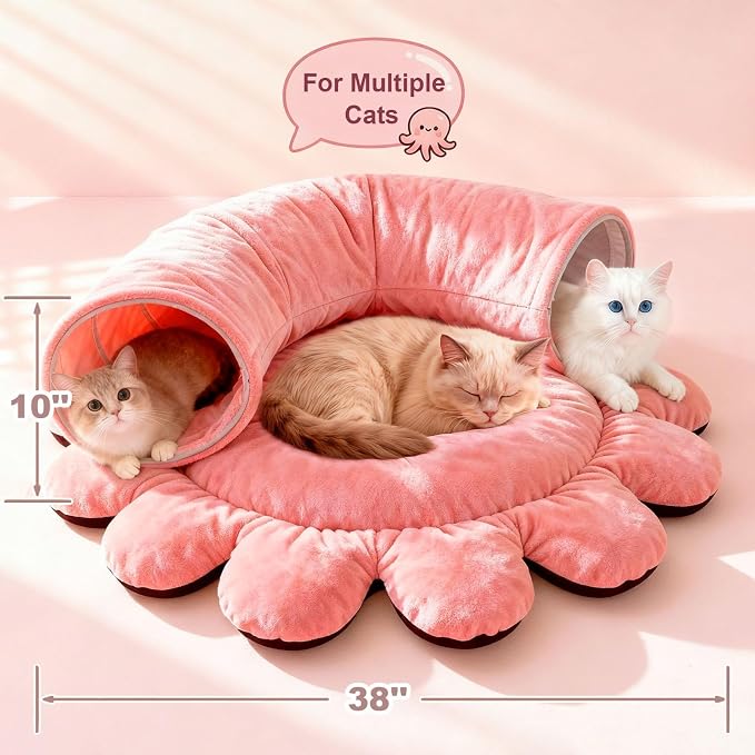 Cat Tunnel Bed with 20 Cat Toys, Collapsible Play Tunnel - Image 6