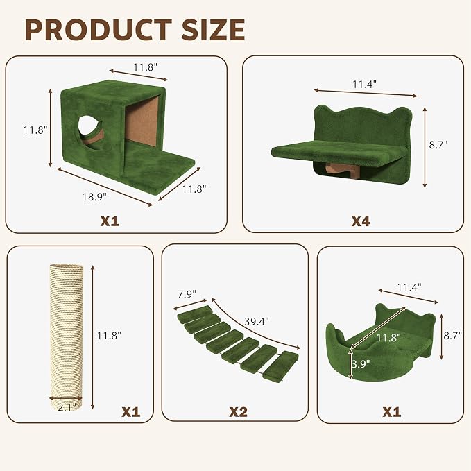 9-in-1 Cat Wall Shelves, Wall Mounted Cats Furniture Set - Image 2