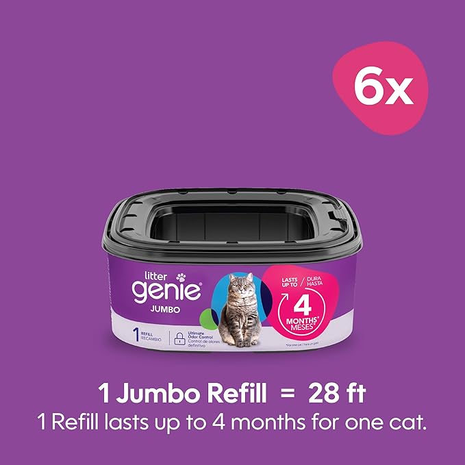 Litter Genie Refill Bags | Jumbo 6-Pack 168 total ft | Up to 24 months of - Image 2
