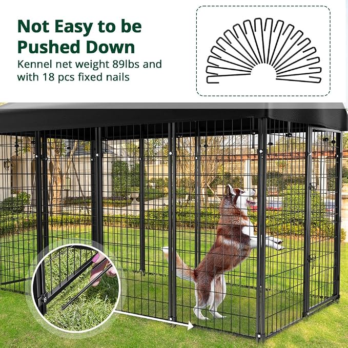 Dog Kennel Outside with Roof, Heavty Duty Welded Dog Crate Playpen with - Image 8
