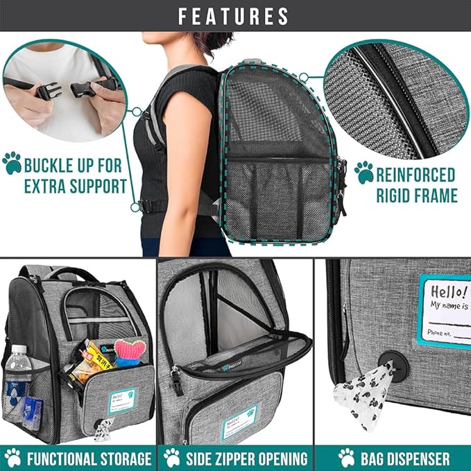 PetAmi Dog Cat Backpack Carrier, Expandable Pet Carrier Backpack - Image 6