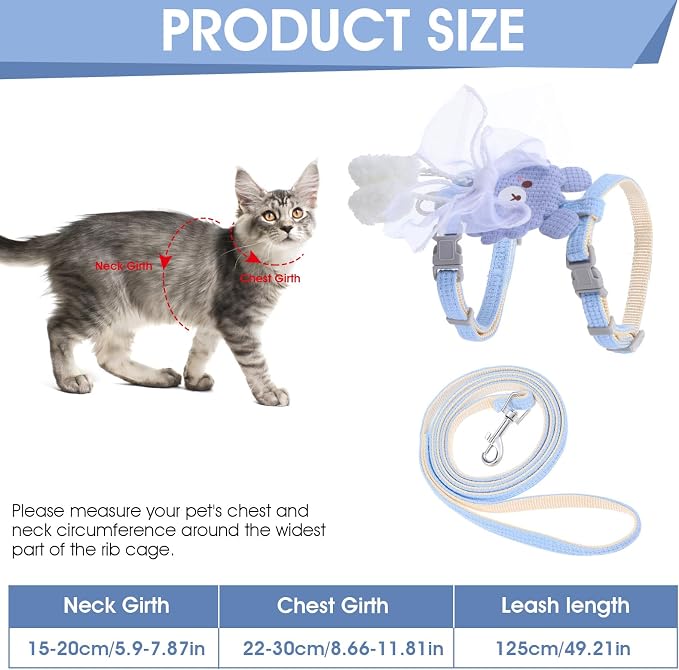 TIESOME Cat Harness and Leash Set, Adjustable Gradient Kitten Harness Escape - Image 2