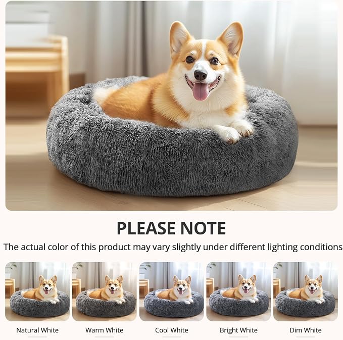 JOLLYVOGUE Calming Dog Bed Medium Size Dog, Anti-Anxiety Donut Medium Pet Bed - Image 6