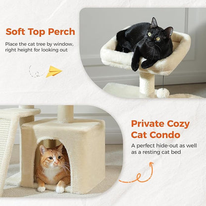 PETEPELA Small Cat Tree for Indoor Cats, Cozy Hammock and Removable Top Bed - Image 5