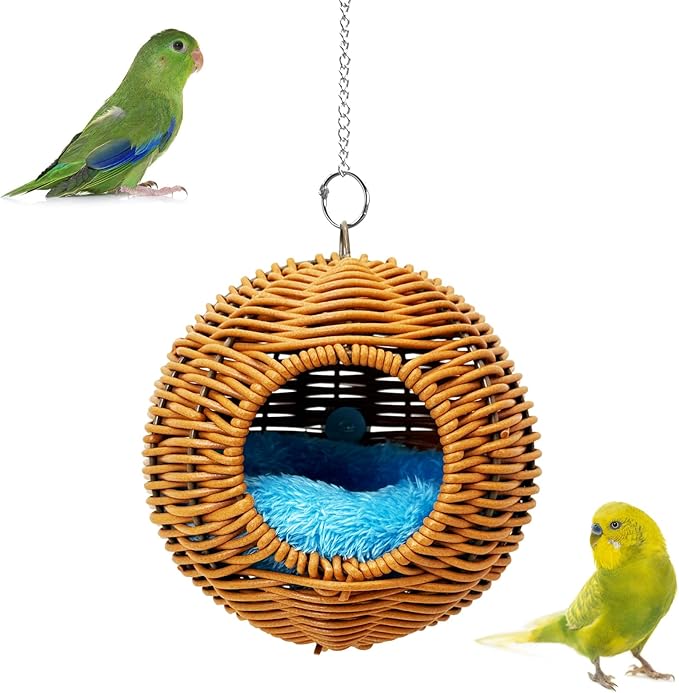 BNOSDM Rattan Bird Nest Parrot Nesting House Parakeet Hanging Swing Soft by BNOSDM