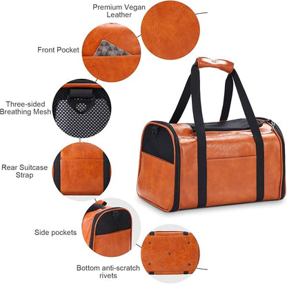 Fashion Leather Dog Carrier Cat Carrier Airline Approved Pet Carrier - Image 4
