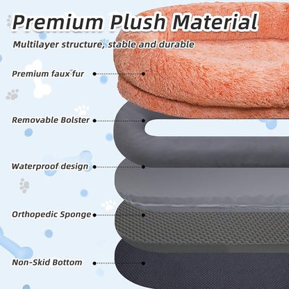 Human Dog Bed, Washable Faux Fur Pet Bed - Image 4
