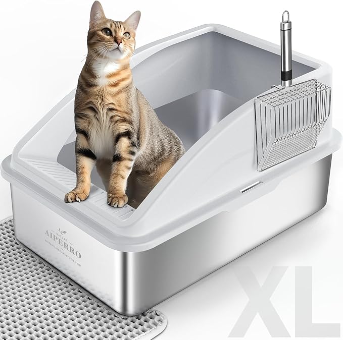 Stainless Steel Litter Box | XL Enclosed Cat Litter Boxes by AIPERRO