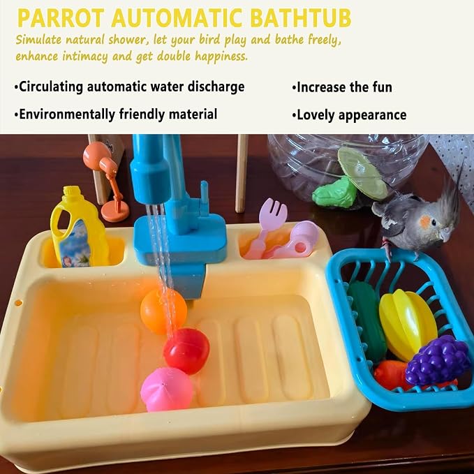 kathson Parrot Bathtub, Automatic Bird Shower Box, Bird Bathing Tub Pool Toy - Image 2