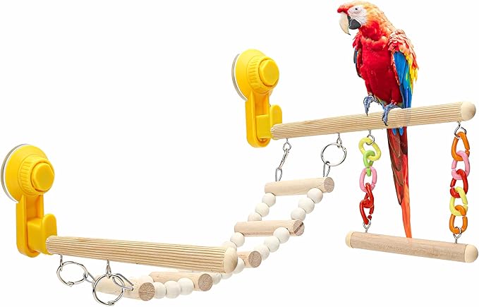 Wood Window Bird Perch Toy by Marsrut