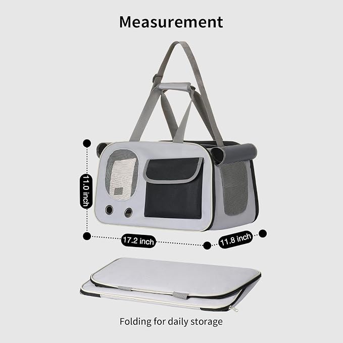 Cat, Dog Carrier for Pets up to 15 lbs, Soft-Sided Collapsible Pet Carrier - Image 7